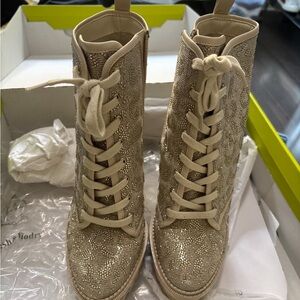 Gianni Bini Gold Lace Up Boots